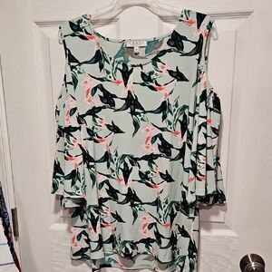 Chaus Mint Green Floral Blouse